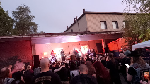 Metal band performing